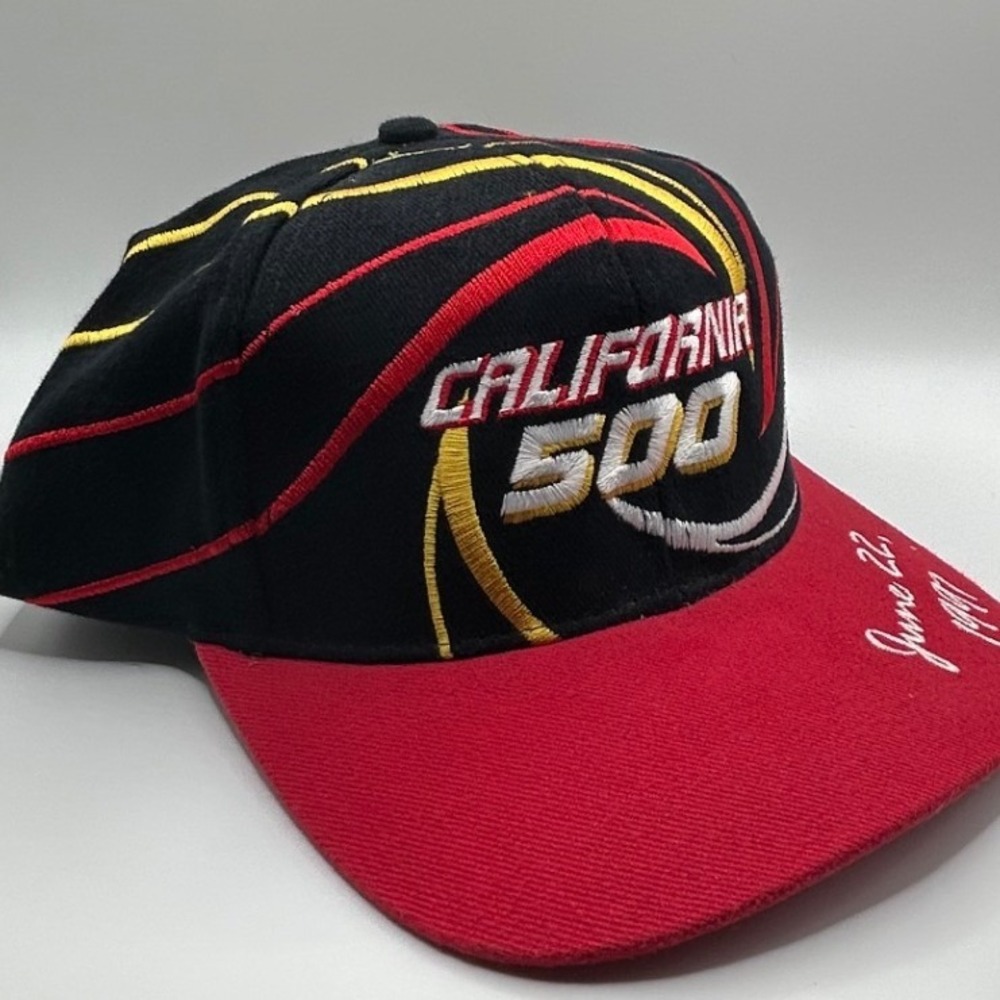 Vintage 1997 California‎ 500 Inaugural Race Snapback Hat Black Red Yellow Mens